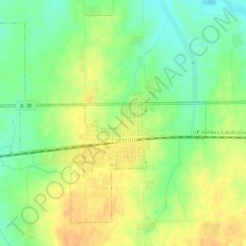 Mappa topografica Creston, altitudine, rilievo