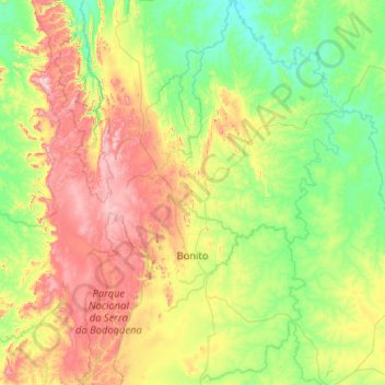 Mappa topografica Bonito, altitudine, rilievo