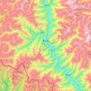 Mappa topografica 茨开镇, altitudine, rilievo