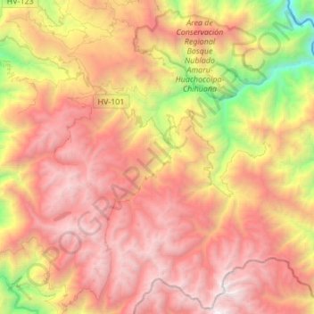 Mappa topografica Tintay Puncu, altitudine, rilievo