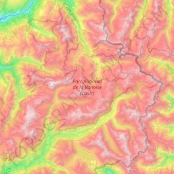 Mappa topografica Parc national de la Vanoise (cœur), altitudine, rilievo