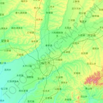 Mappa topografica 北林区, altitudine, rilievo
