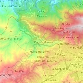 Mappa topografica Parroquia Sucre, altitudine, rilievo