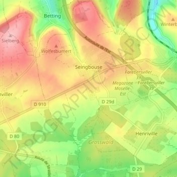 Mappa topografica Seingbouse, altitudine, rilievo