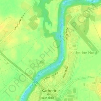Mappa topografica Katherine, altitudine, rilievo