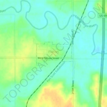 Mappa topografica Fulton, altitudine, rilievo