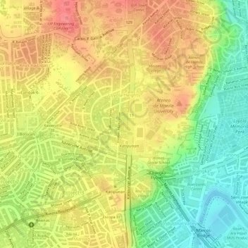 Mappa topografica Loyola Heights, altitudine, rilievo