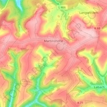 Mappa topografica Martinshöhe, altitudine, rilievo