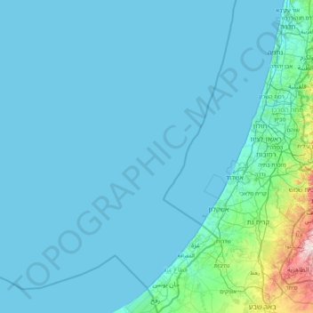 Mappa topografica Territori Palestinesi, altitudine, rilievo