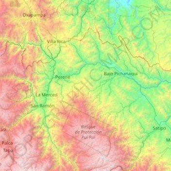 Mappa topografica Chanchamayo, altitudine, rilievo