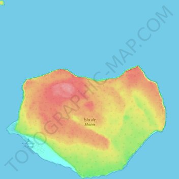 Mappa topografica Isla de Mona e Islote Monito, altitudine, rilievo