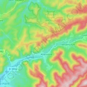 Mappa topografica Bionville, altitudine, rilievo
