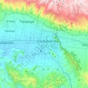 Mappa topografica Cochabamba, altitudine, rilievo