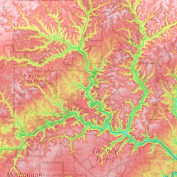 Mappa topografica Cameron County, altitudine, rilievo