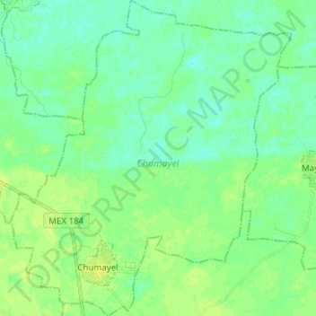 Mappa topografica Chumayel, altitudine, rilievo