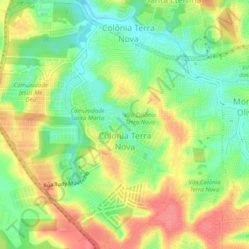 Mappa topografica Colonia Terra Nova, altitudine, rilievo