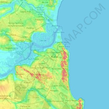 Mappa topografica Natal, altitudine, rilievo