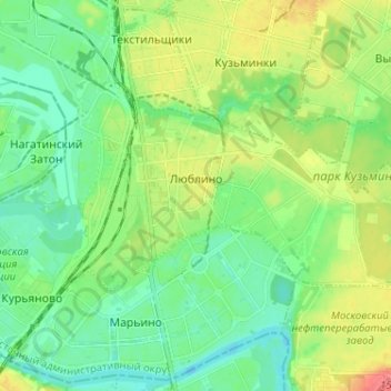 Mappa topografica район Люблино, altitudine, rilievo