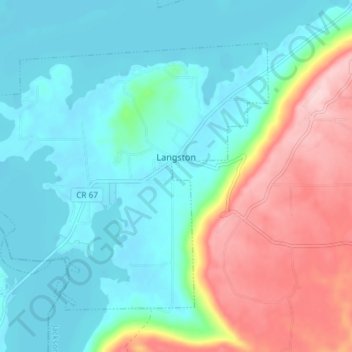 Mappa topografica Langston, altitudine, rilievo