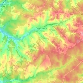 Mappa topografica Fossemagne, altitudine, rilievo