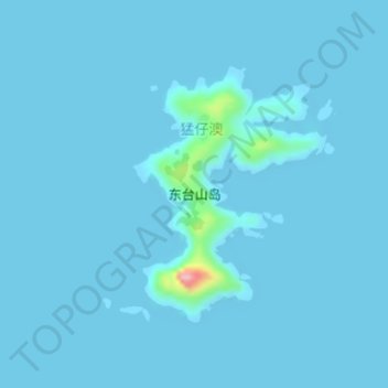Mappa topografica 东台山岛, altitudine, rilievo