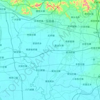 Mappa topografica 玉田县, altitudine, rilievo