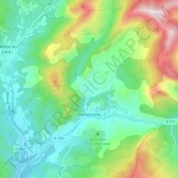 Mappa topografica Clamensane, altitudine, rilievo