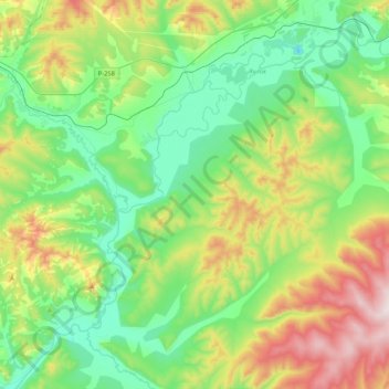 Mappa topografica Балягинское сельское поселение, altitudine, rilievo