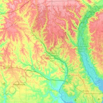 Mappa topografica Perdido River, altitudine, rilievo