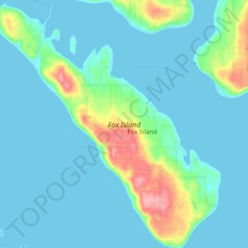 Mappa topografica Fox Island, altitudine, rilievo