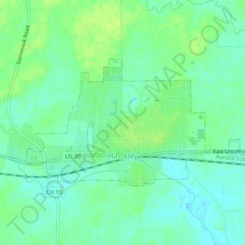 Mappa topografica Hinckley, altitudine, rilievo