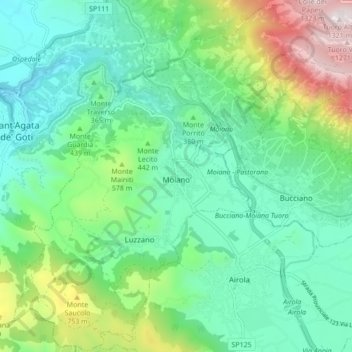 Mappa topografica Moiano, altitudine, rilievo