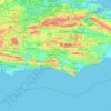 Mappa topografica Sussex, altitudine, rilievo