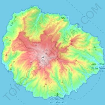 Mappa topografica La Gomera, altitudine, rilievo
