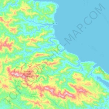 Mappa topografica Ponérihouen, altitudine, rilievo