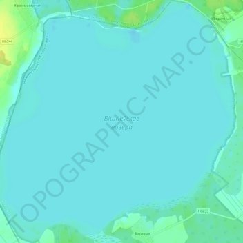 Mappa topografica Вишневское озеро, altitudine, rilievo