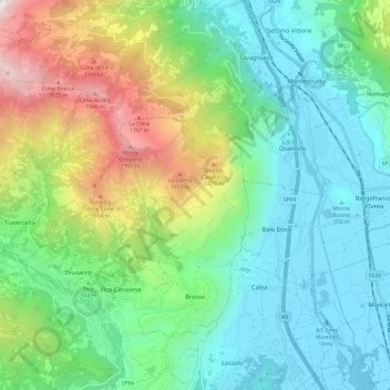 Mappa topografica Brosso, altitudine, rilievo