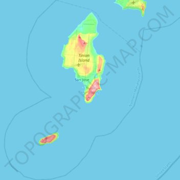 Mappa topografica Tinian Municipality, altitudine, rilievo