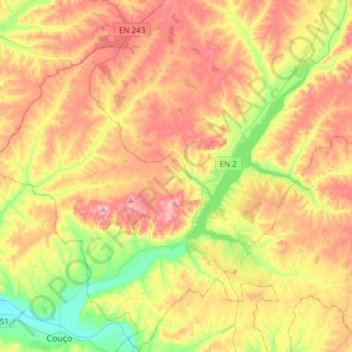 Mappa topografica Montargil, altitudine, rilievo