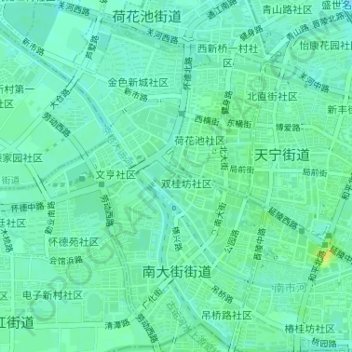 Mappa topografica 南大街街道, altitudine, rilievo