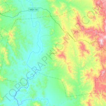 Mappa topografica Onavas, altitudine, rilievo