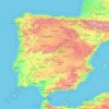 Mappa topografica Penisola Iberica, altitudine, rilievo