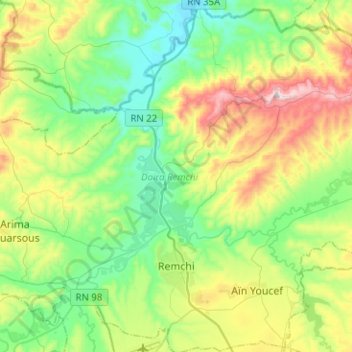 Mappa topografica Remchi, altitudine, rilievo