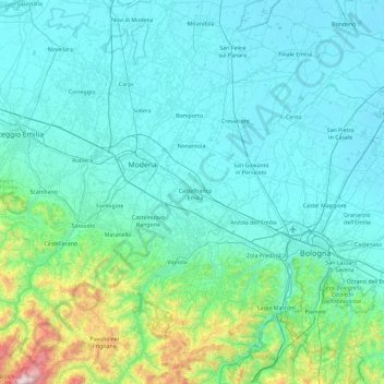 Mappa topografica Panaro, altitudine, rilievo