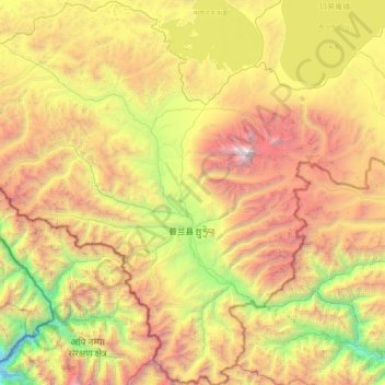 Mappa topografica 普兰镇, altitudine, rilievo