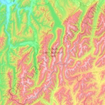 Mappa topografica Nelson Lakes National Park, altitudine, rilievo