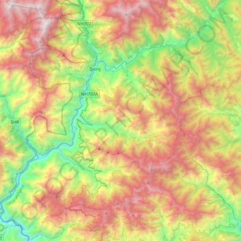 Mappa topografica Tyuni, altitudine, rilievo