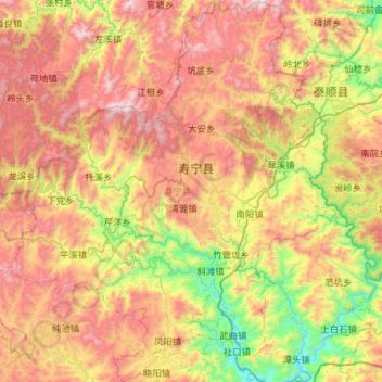Mappa topografica 寿宁县, altitudine, rilievo