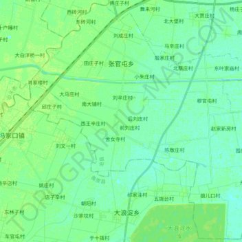 Mappa topografica 张官屯乡, altitudine, rilievo