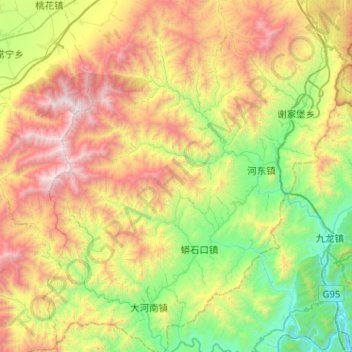 Mappa topografica 南山区, altitudine, rilievo